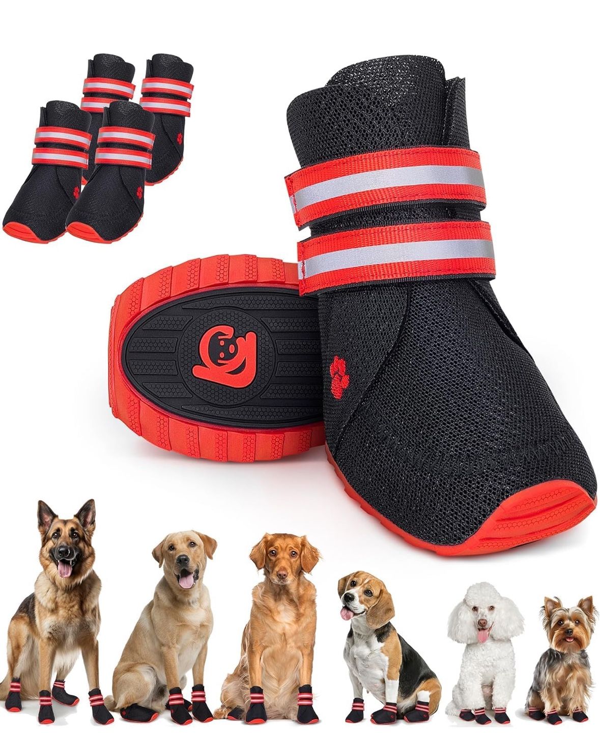Bixie Breathable Anti-Slip Dog Shoes 2.0 - with Elastic Straps, Shoe Size #40