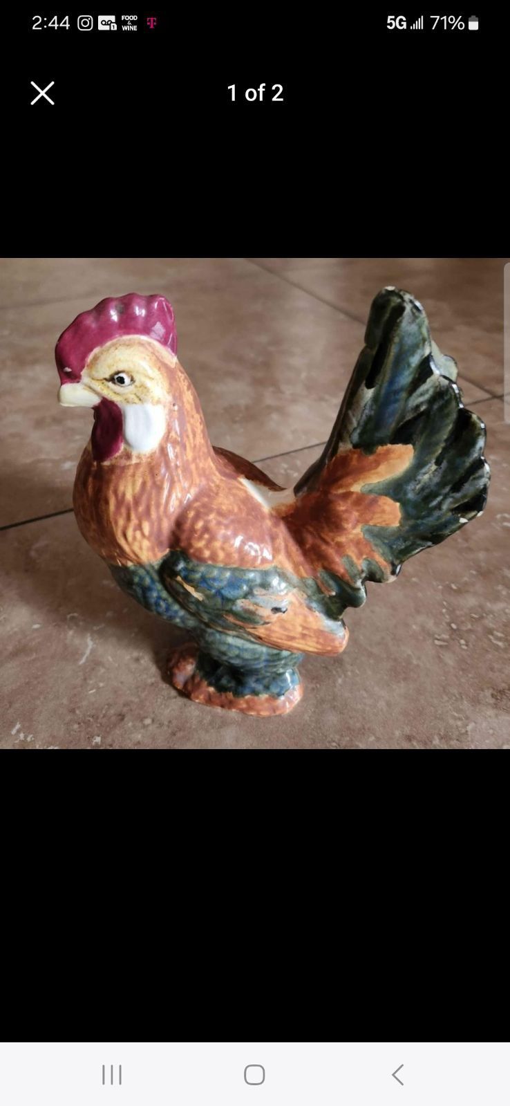 Rooster Figurine Ceramic