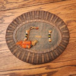 Antique Chinese Oval Sewing Basket