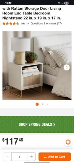 Mina White/Gold Accent Table with rattan  storage door living room end Table bedroom withstand
