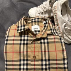 Burberry Flannel And Shoes For Kids 