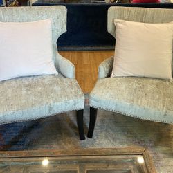 Wingback Chairs (set of 2) Upholstered with Antique Nicket Studs