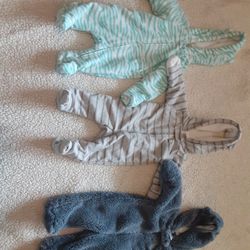 0-3 & 3mos Cozy Thick Suits 3 For $10