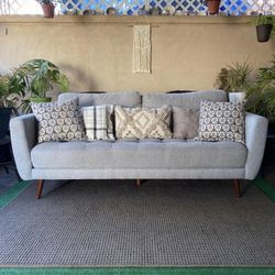 Gray Mid Century Modern Tufted Sofa