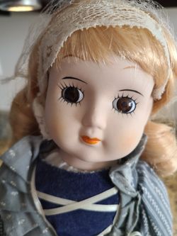 Vintage Porcelain Doll On Stand