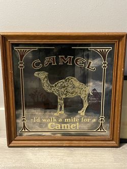 Vintage Acid Etched Mirrors Camel Advertising Display