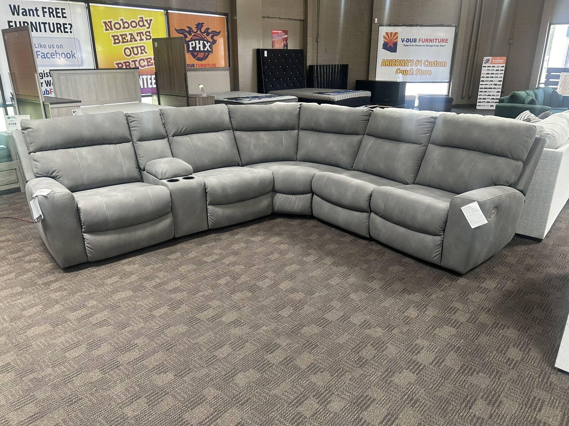 Gray Power Reclining Sectional Home & Garden