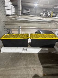 Large Black and Yellow Storage Bins – Set of 2 - 57 gallons each