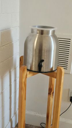 Stainless Steel Water Dispenser with Wooden Stand