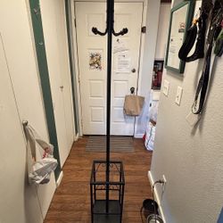 Black Metal Coat Hook Stand