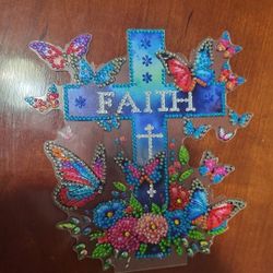 Colorful Butterfly Faith Cross Decor