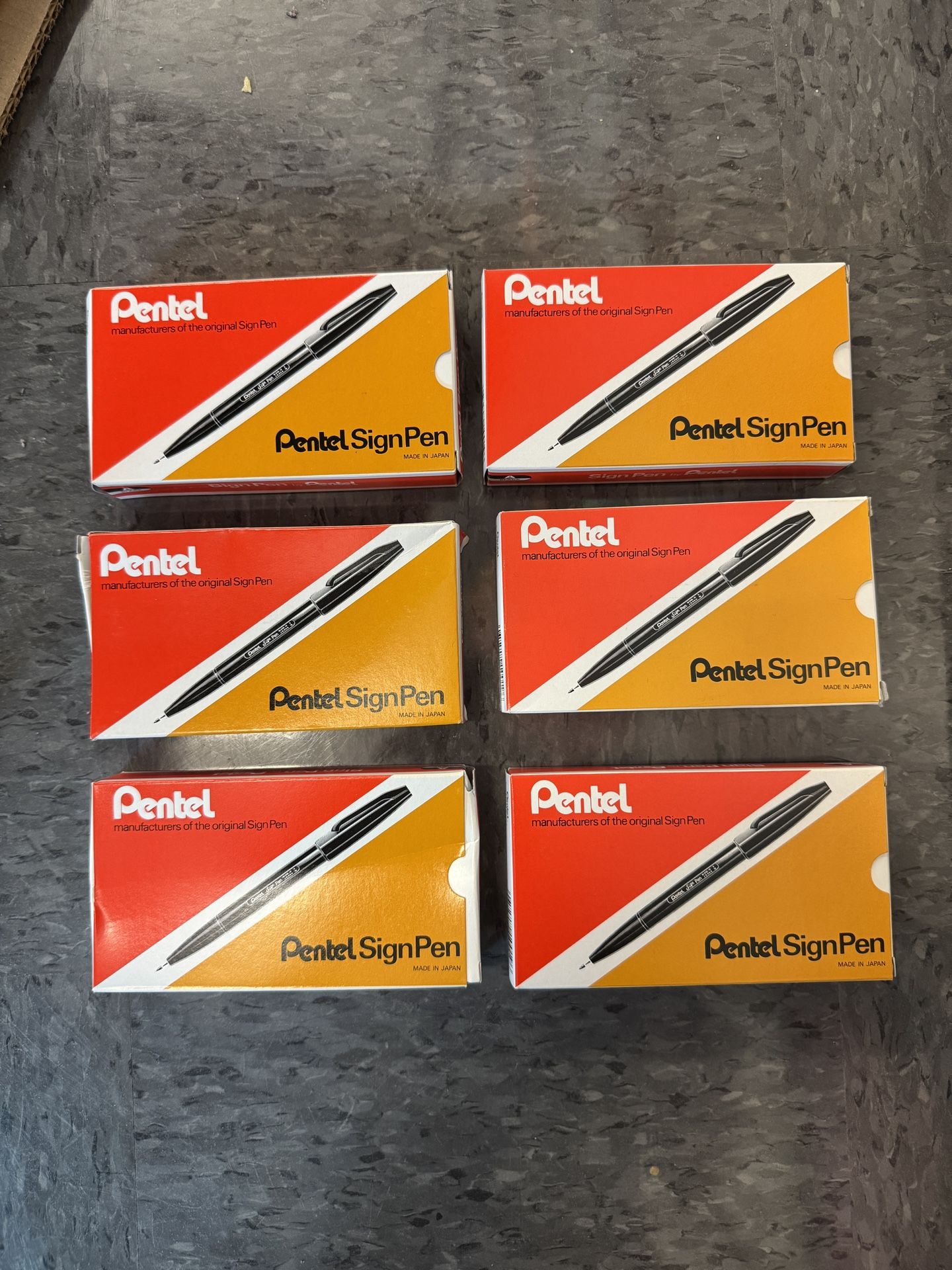 Pentel Sign Pen Boxes of 12 Black Felt Tip Pens Tip