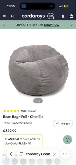 FREE - CordaRoy’s Full Convertible Bean Bag to Bed