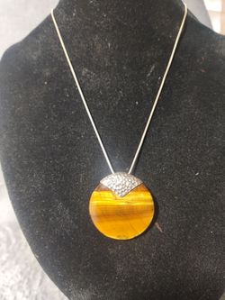 Tiger's Eye Stone Pendant Necklace