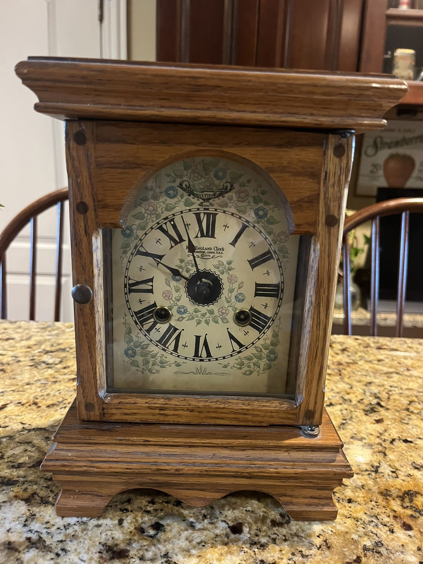 Vintage 1974 New England Clock Co Brass Bell Chime Clock