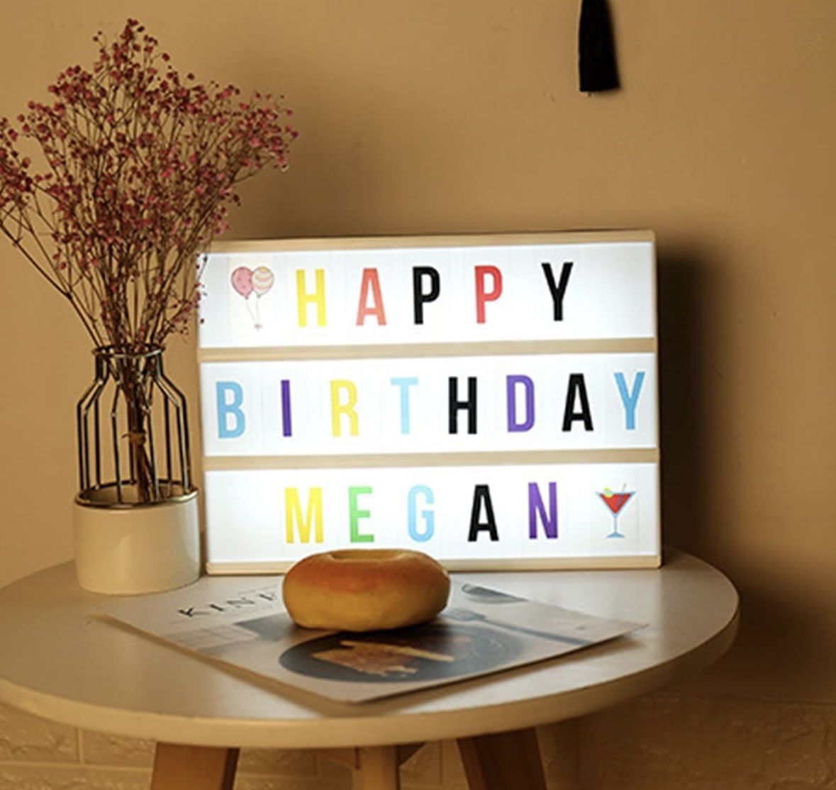 Cinema light box with letters is for decorating birthday parties, anniversaries