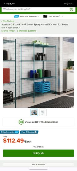 Steelton 24" x 48" NSF Green Epoxy 4-Shelf Kit with 72" Posts