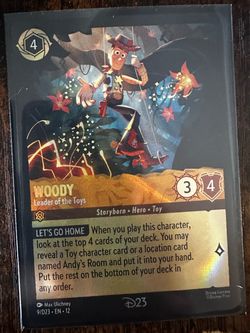 Disney Lorcana Woody Toy Story Leader Of The Toys D23 Exclusive Promo Card