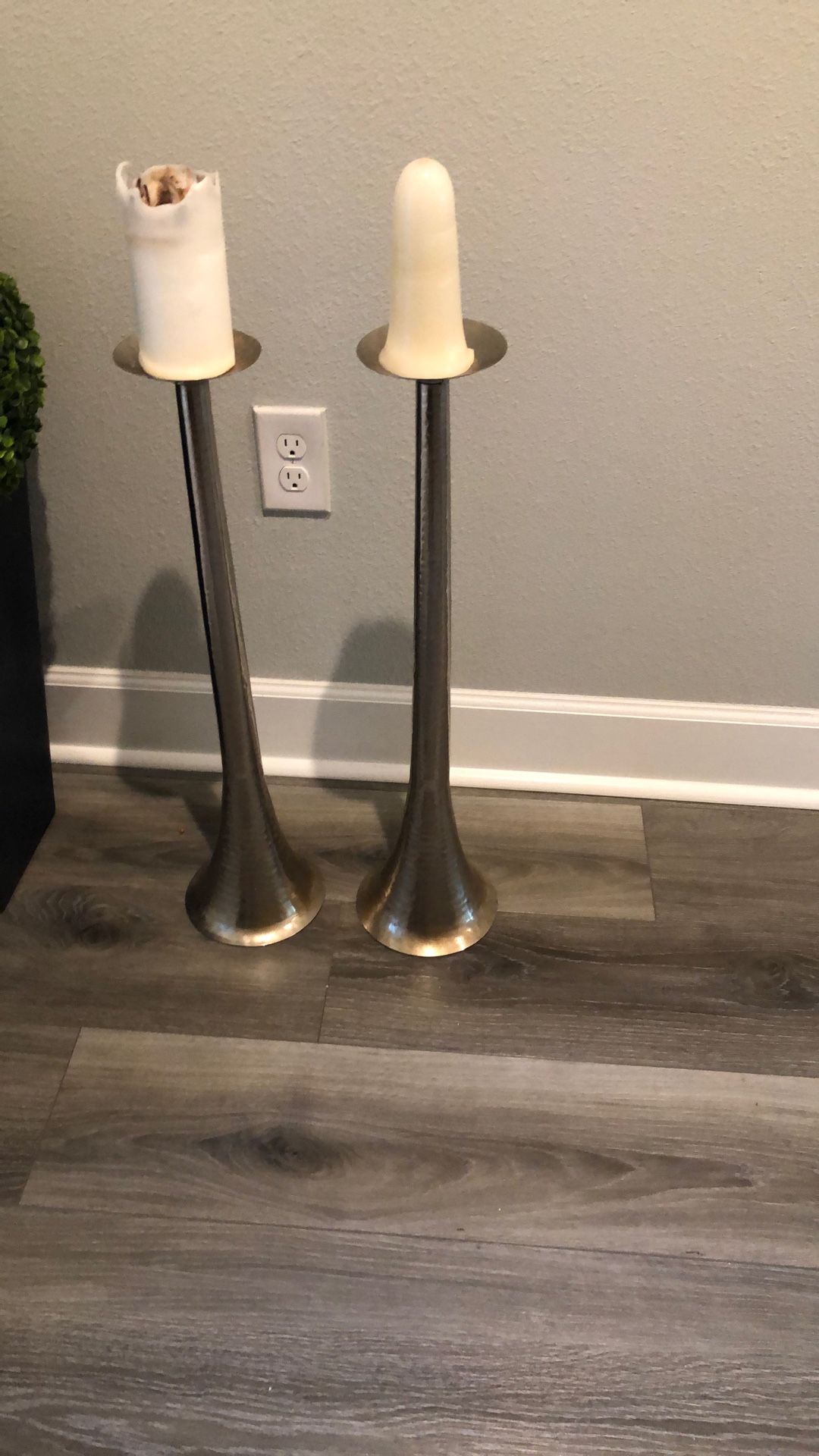 2 candles stand-  pewter metal
