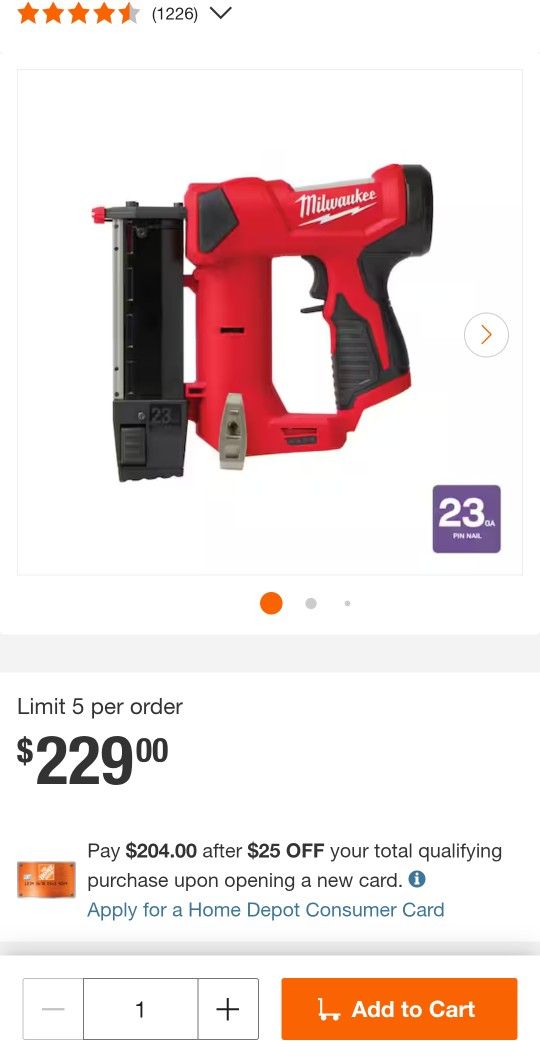 Milwaukee M12 12volt 23 Gauge Pin Nailer