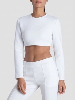 Cushnie et Ochs long sleeve neoprene crew neck shrug crop top size S small