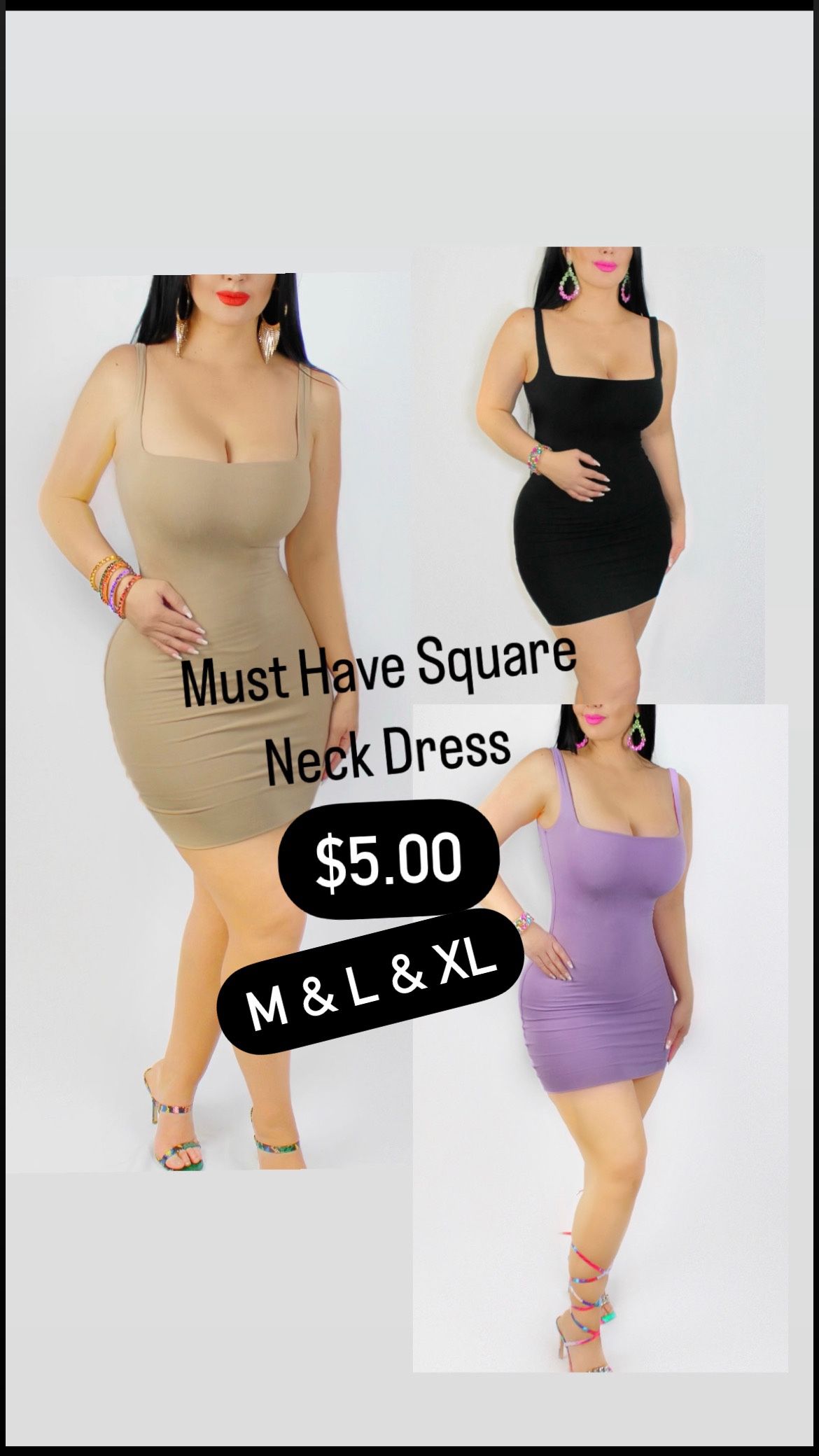 New Square Dress - M, L, & XL
