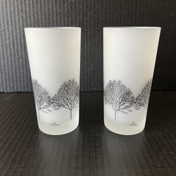 Vintage Rare Cera Frosted Glasses Set Of Two