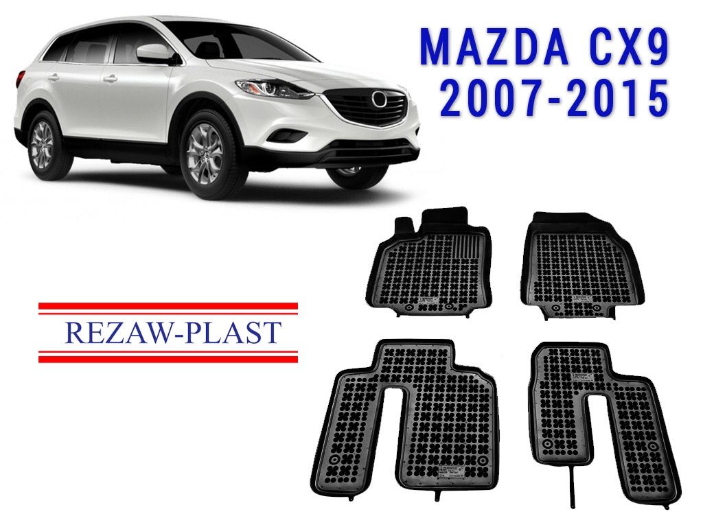 All weather floor mats set for Mazda CX-9 2007-2015 black 3D Suv