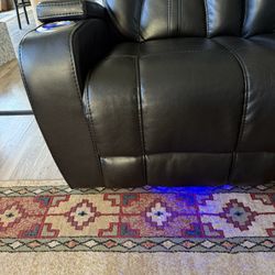 3 Seater Black Leather Couch 