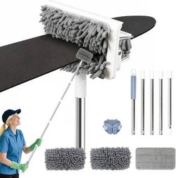 new Ceiling Fan Cleaner Duster with 80'' Extendable Long Handle Pole - Microfiber Chenille Pads for Blades, Baseboards, Walls, Floors, Blinds & Cobweb