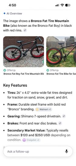 Black and red Bronco fat wheel bike