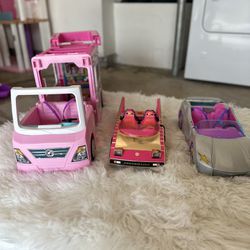 3 Barbie Cars For $80