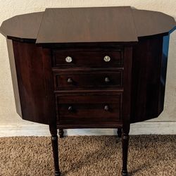 Antique Martha Washington Mahogany 3 Drawer Spool Sewing  Cabinet 