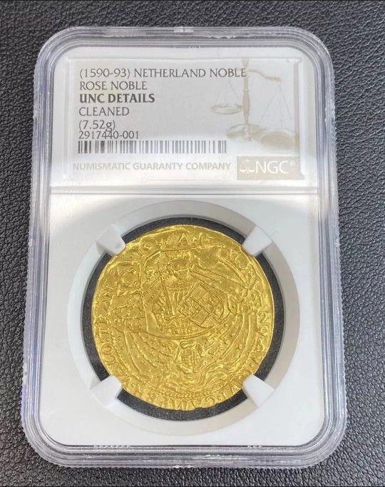 1590-93 Netherland Gold Rose Noble Coin