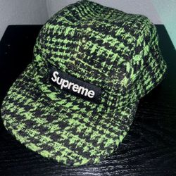 Supreme Houndstooth Plaid Wool Camp Hat 
