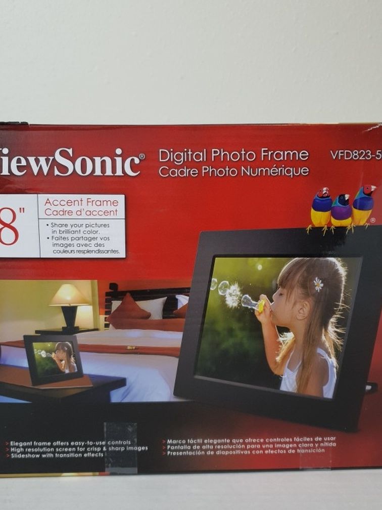 ViewSonic Digital Photo Frame 8" VFD823-50 , New ( Open Box) . 8" Accent Frame. Share your pictures in brilliant color . Elegant frame offers easy -t