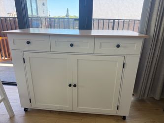 White Kitchen Island Cart with Storage