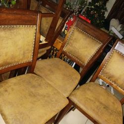 6 HI TOP SOLID WOOD GORGEOUS CHAIRS BE STOOLS ALSO NO STAINS OR RIPS 89 ALL6 FIRM