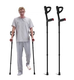 Forearm Crutches for Adults, Folding Walking Forearm Crutches with 10-Level Adjustable Height - Black
