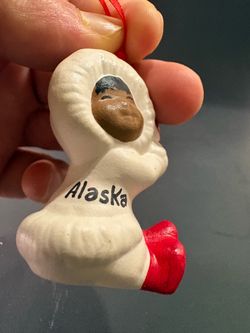 Vintage Alaska Eskimo Child Inuit Parka Winter Souvenir Christmas Ornament 2.5"