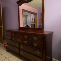 Dresser With Mirror, Two Nightstands.