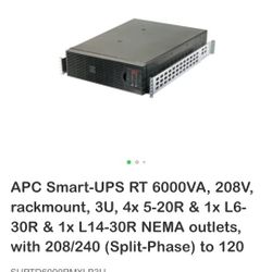 APC Smart-UPS RT 6000VA, 208V, rackmount, 3U

