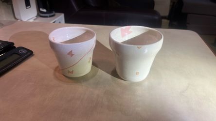 Handmade White Pottery Planter Set of 2 $20 firm.
