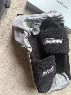 Balenciaga fur slides