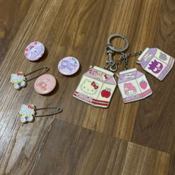 Hello Kitty Pins And Keychain 