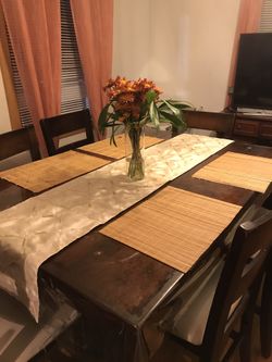 Large wooden 6 to 8 seating dining table set