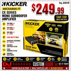 Kicker CX Series Mono Subwoofer Amplifier 1600 Watts Bass Amp CXA800.1 🚨 Payment Options Available 🚨 No Credit Needed 🚨
