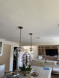 Lights -Lighting / Two Gold Round Glass 