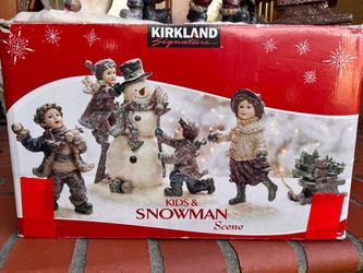 Kirkland Signature Kids & Snowman Scene Figurine Set