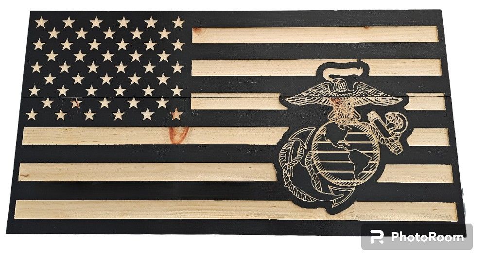 Wooden United States Marine Corps Flag